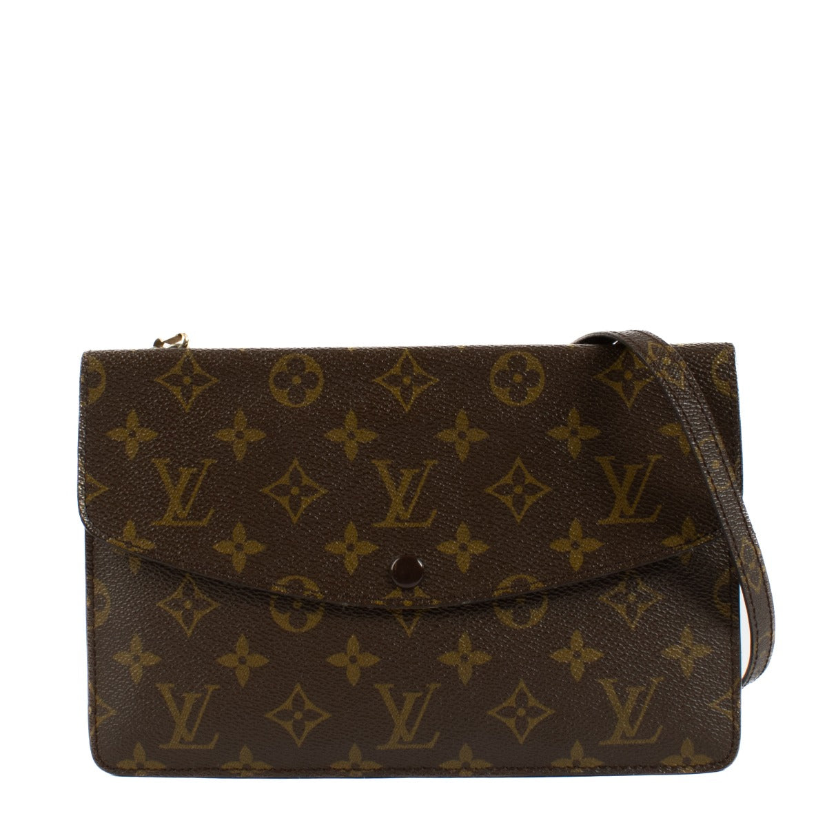 Shop safe online at Labellov in Antwerp, Brussels and Knokke this 100% authentic second hand Louis Vuitton 1970s Monogram Double Rabat Bag