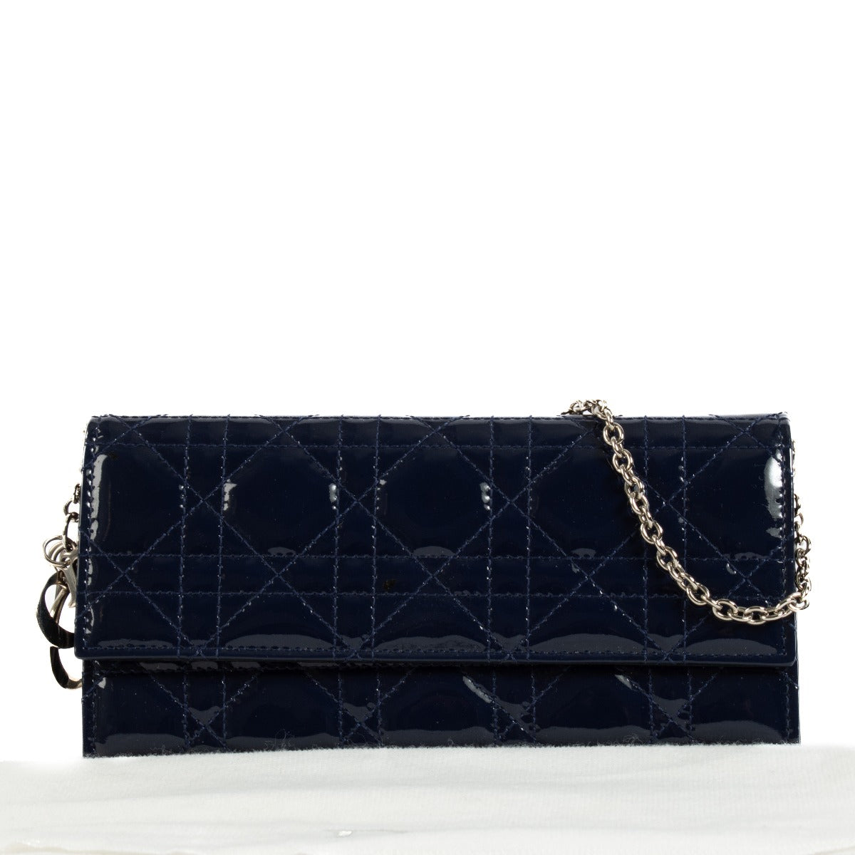 Christian Dior Blue Patent Leather Lady Dior Pouch