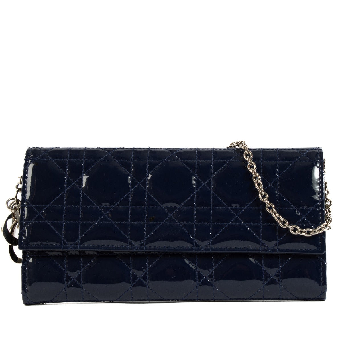 Christian Dior Blue Patent Leather Lady Dior Pouch