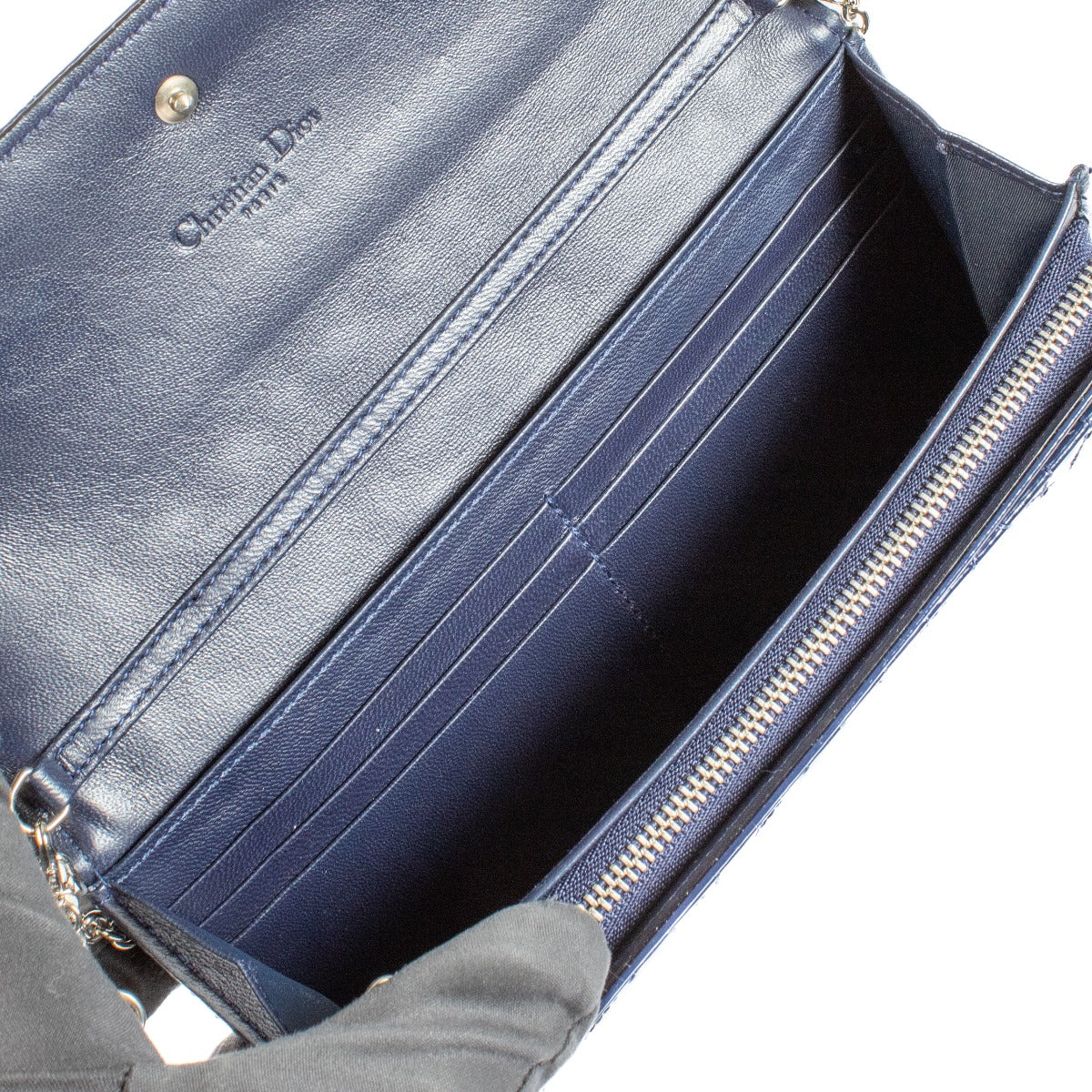 Christian Dior Blue Patent Leather Lady Dior Pouch