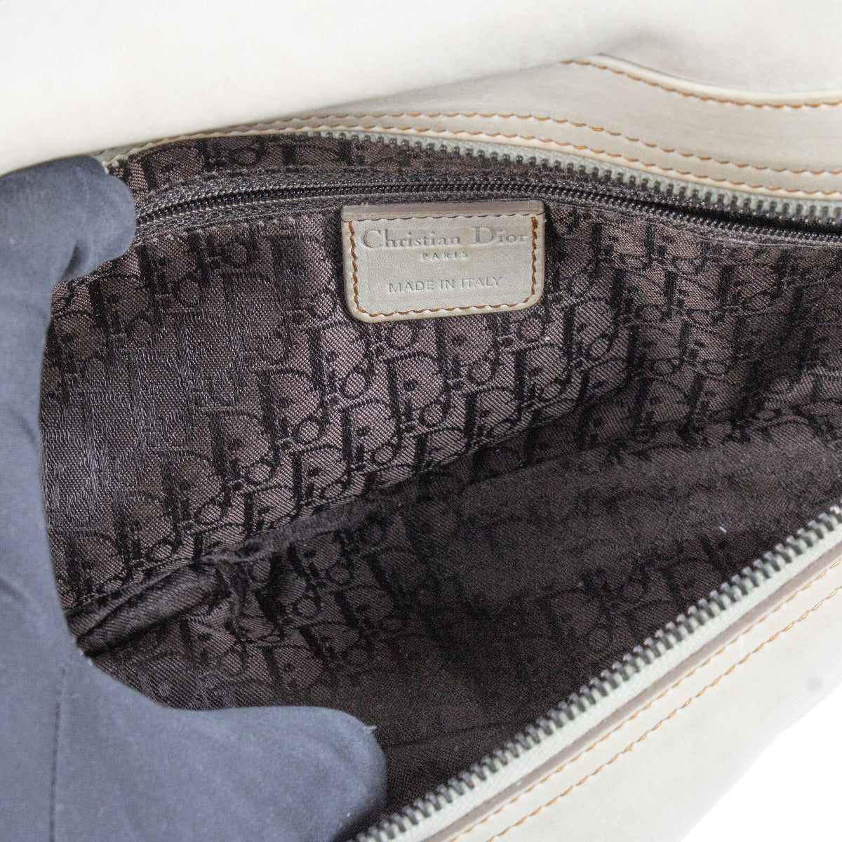 Sac porté épaule Christian Dior Gaucho large en toile beige
