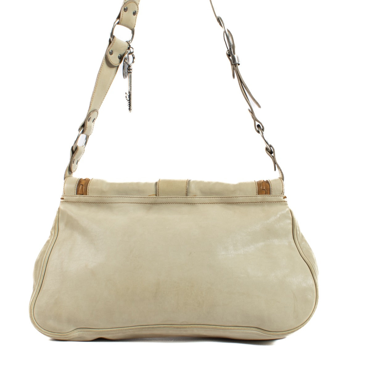 Sac porté épaule Christian Dior Gaucho large en toile beige