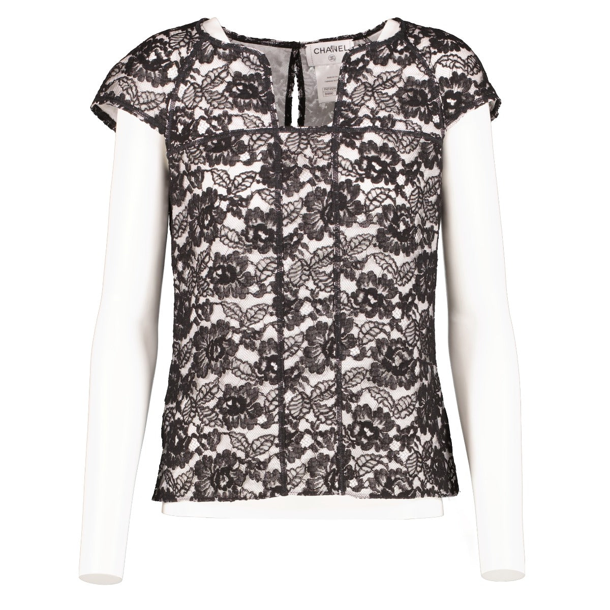 Shop safe online at Labellov in Antwerp, Brussels and Knokke this 100% authentic second hand Chanel Black Lace Top - Size FR 36