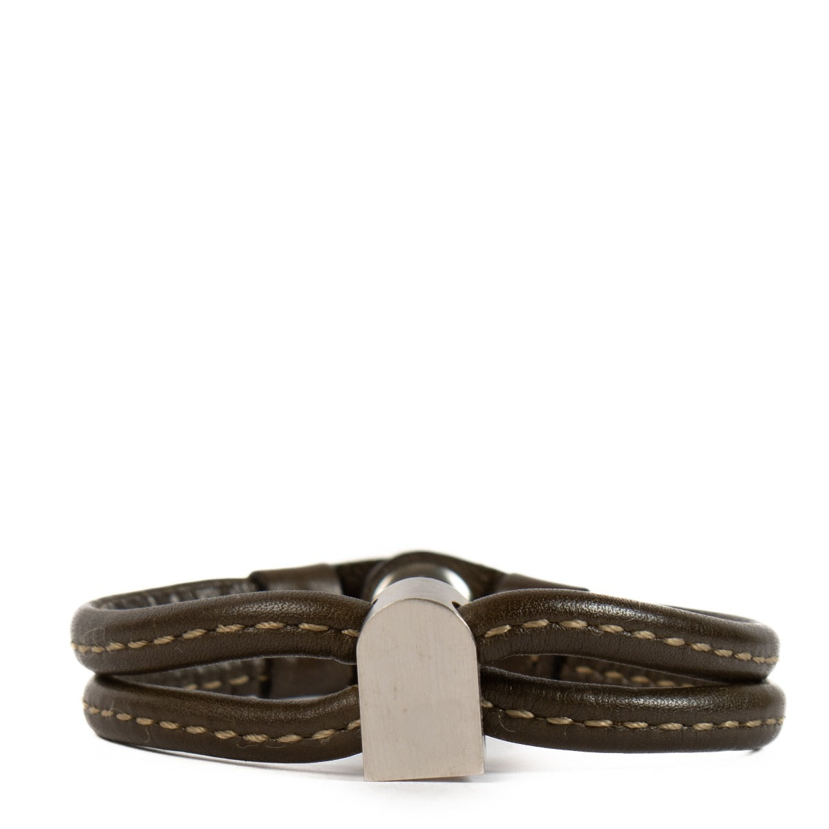 Delvaux Green Leather Dé Bloc Bracelet