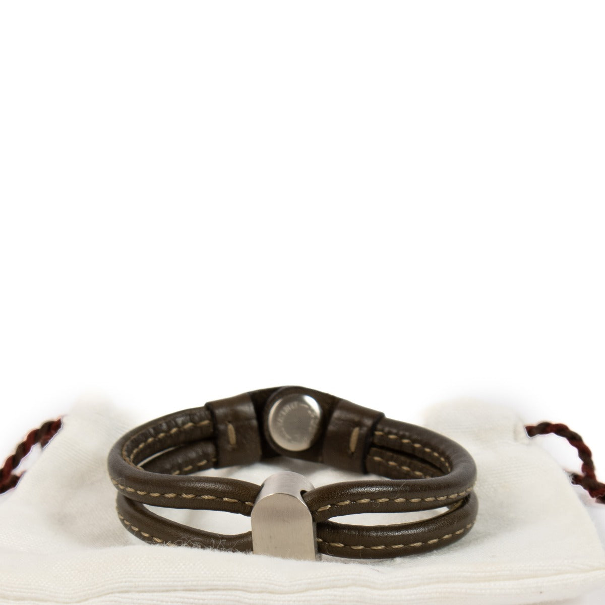 Delvaux Green Leather Dé Bloc Bracelet