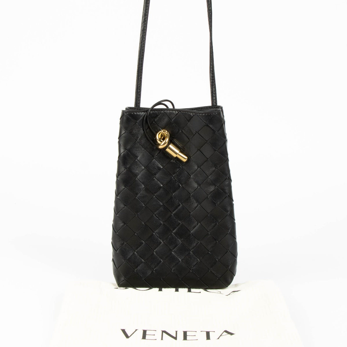 Bottega Veneta Black Andiamo Phone Pouch Crossbody Bag