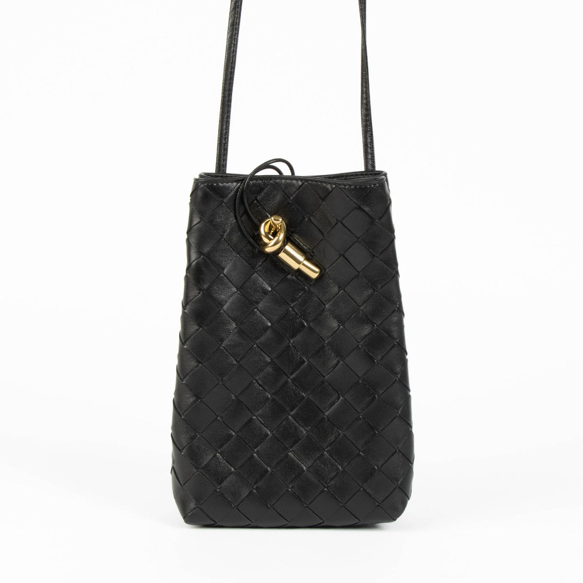 Bottega Veneta Black Andiamo Phone Pouch Crossbody Bag