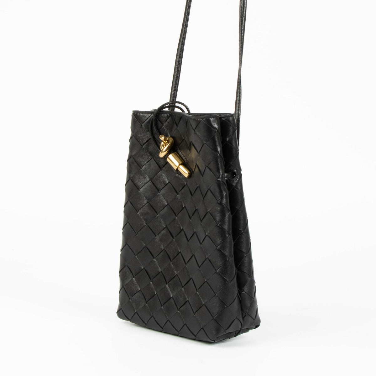 Bottega Veneta Black Andiamo Phone Pouch Crossbody Bag