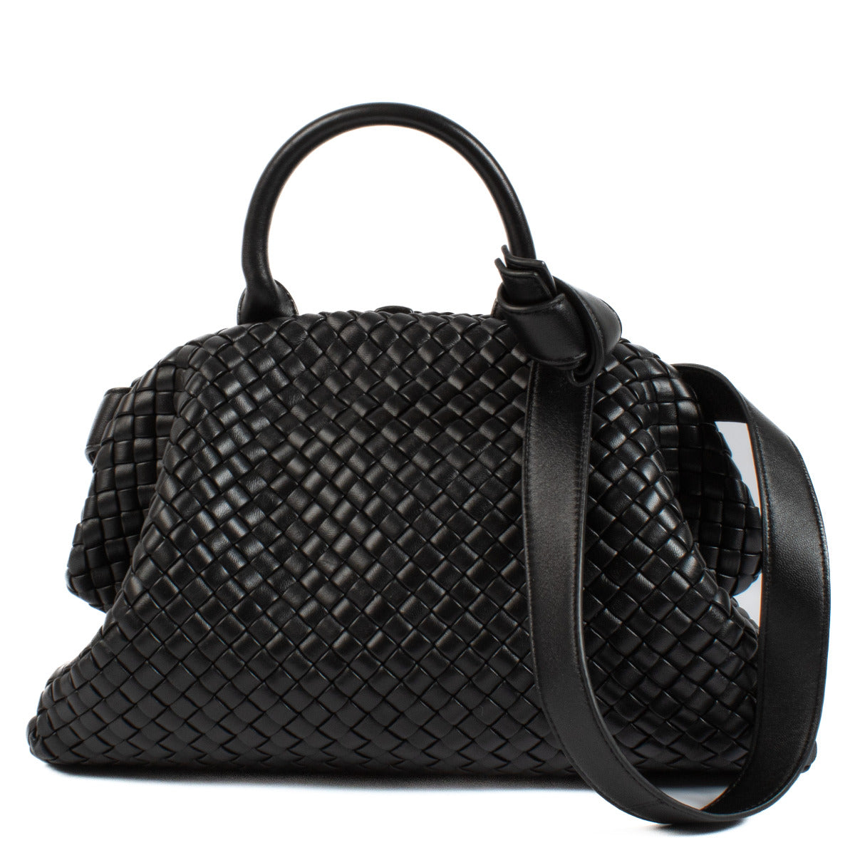 Bottega Veneta Black Intrecciato Medium Handle Bag