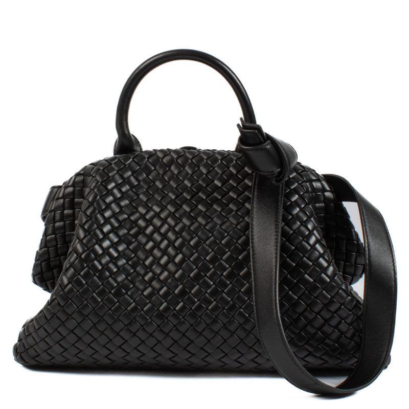 Bottega Veneta Black Intrecciato Medium Handle Bag