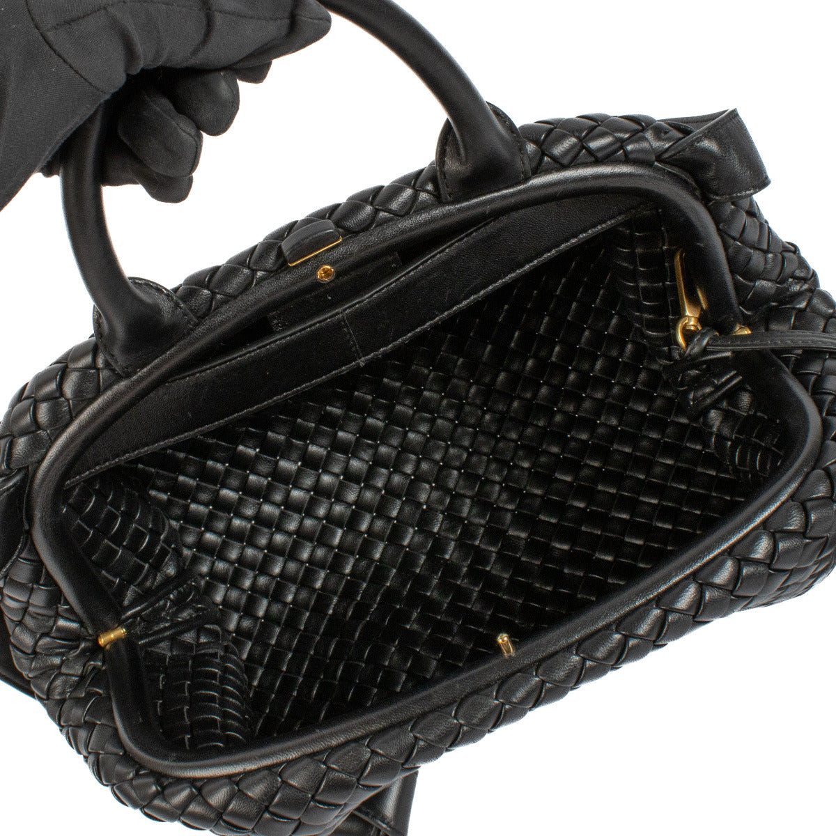 Bottega Veneta Black Intrecciato Medium Handle Bag