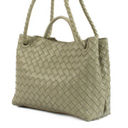 Shop safe online at Labellov in Antwerp, Brussels and Knokke this 100% authentic second hand Bottega Veneta Travertine Medium Andiamo Bag