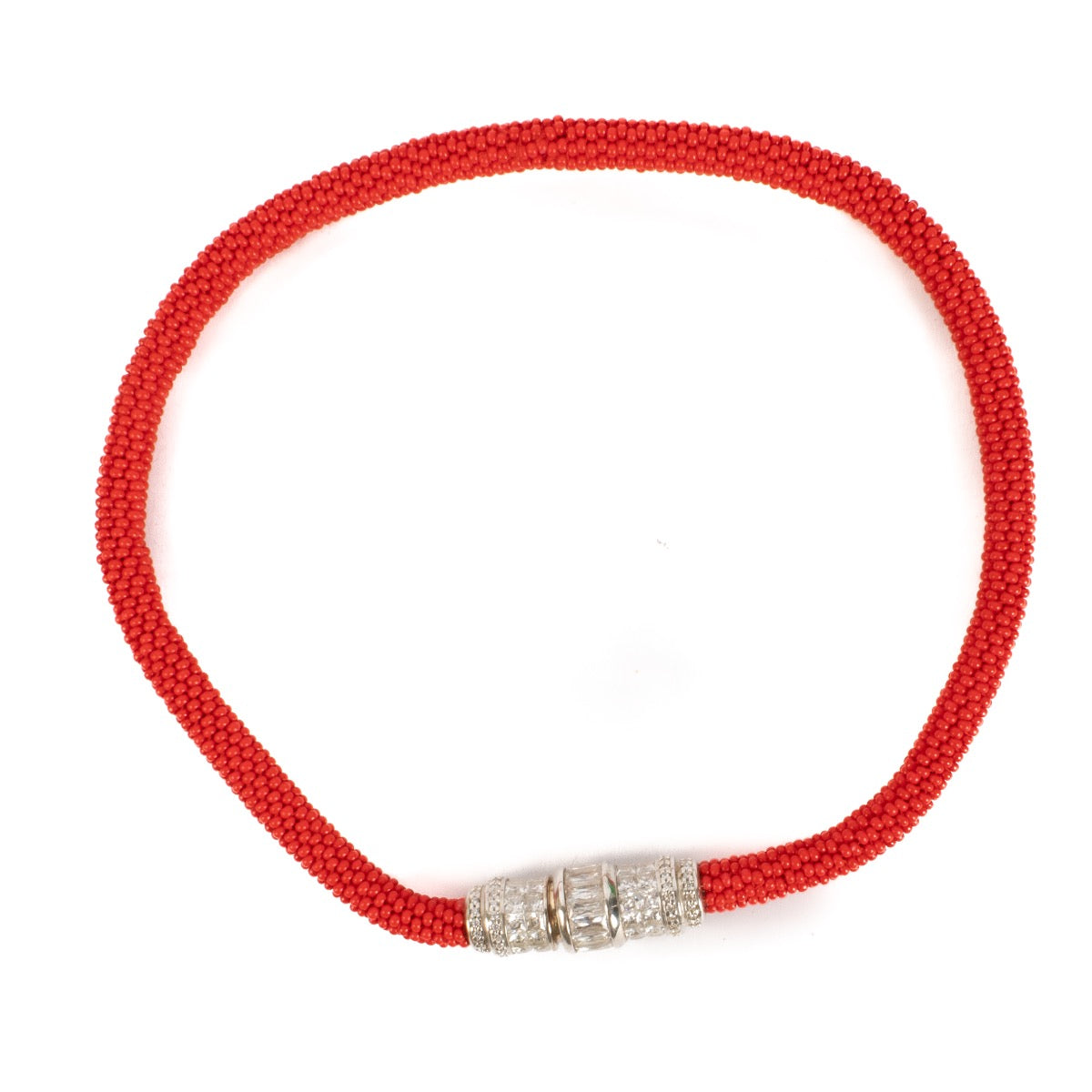 Shop safe online at Labellov in Antwerp, Brussels and Knokke this 100% authentic second hand Bottega Veneta Red Resin/Crystal Collar Necklace
