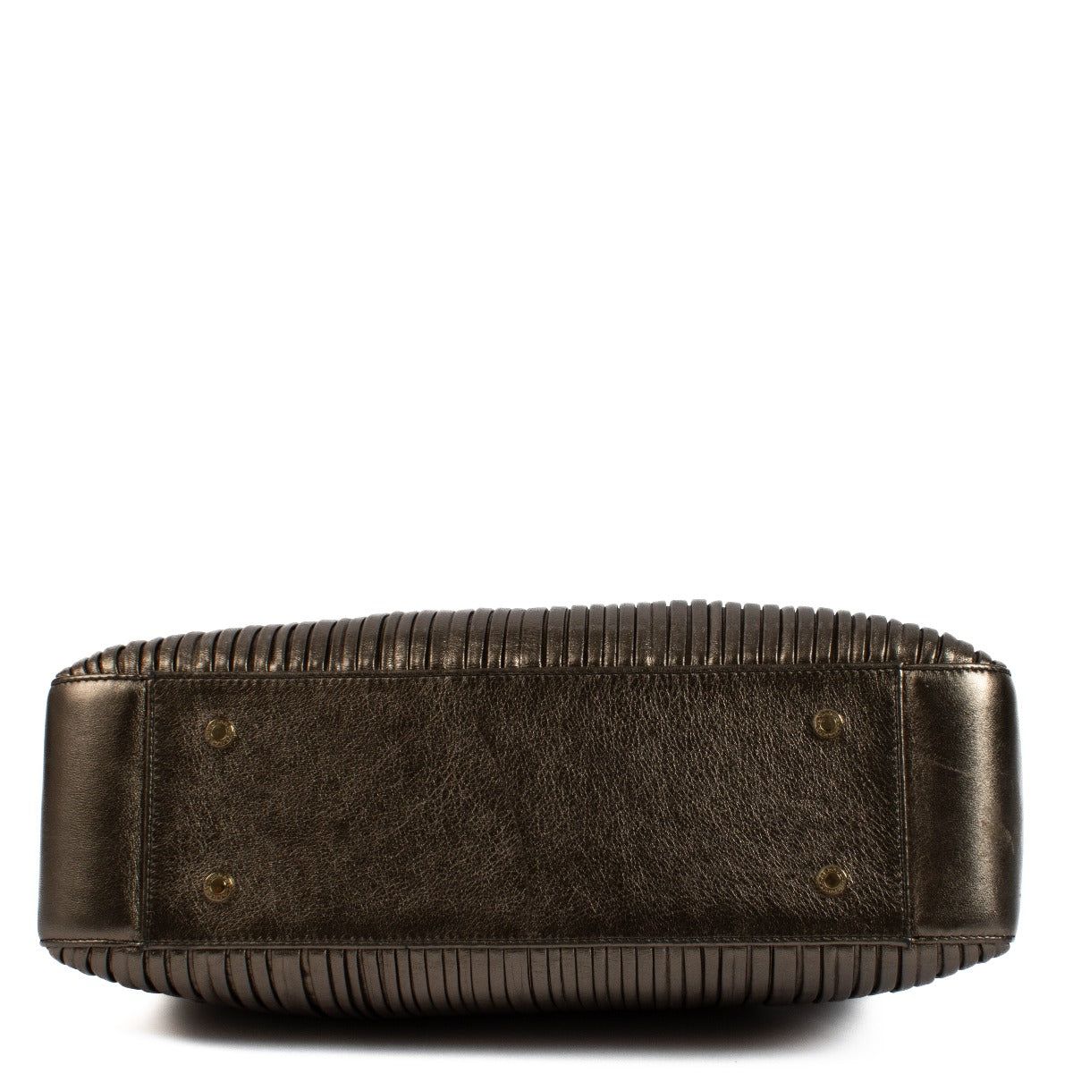 Bulgari Metallic Bronze Leather Monte Plisse Shopper Tote