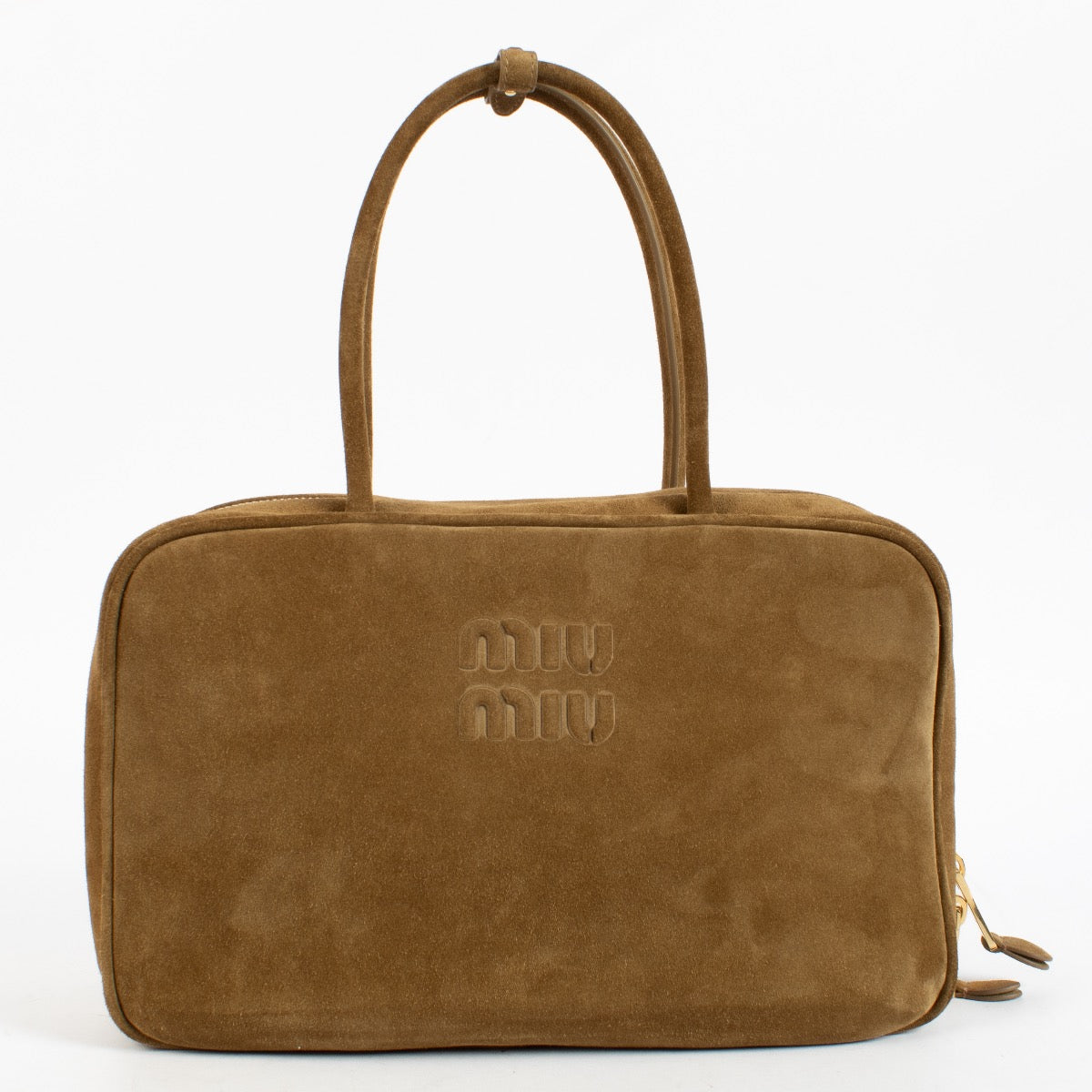 Authentic Second Hand Miu Miu Olive Green Suede Beau Bag on Labellov.com