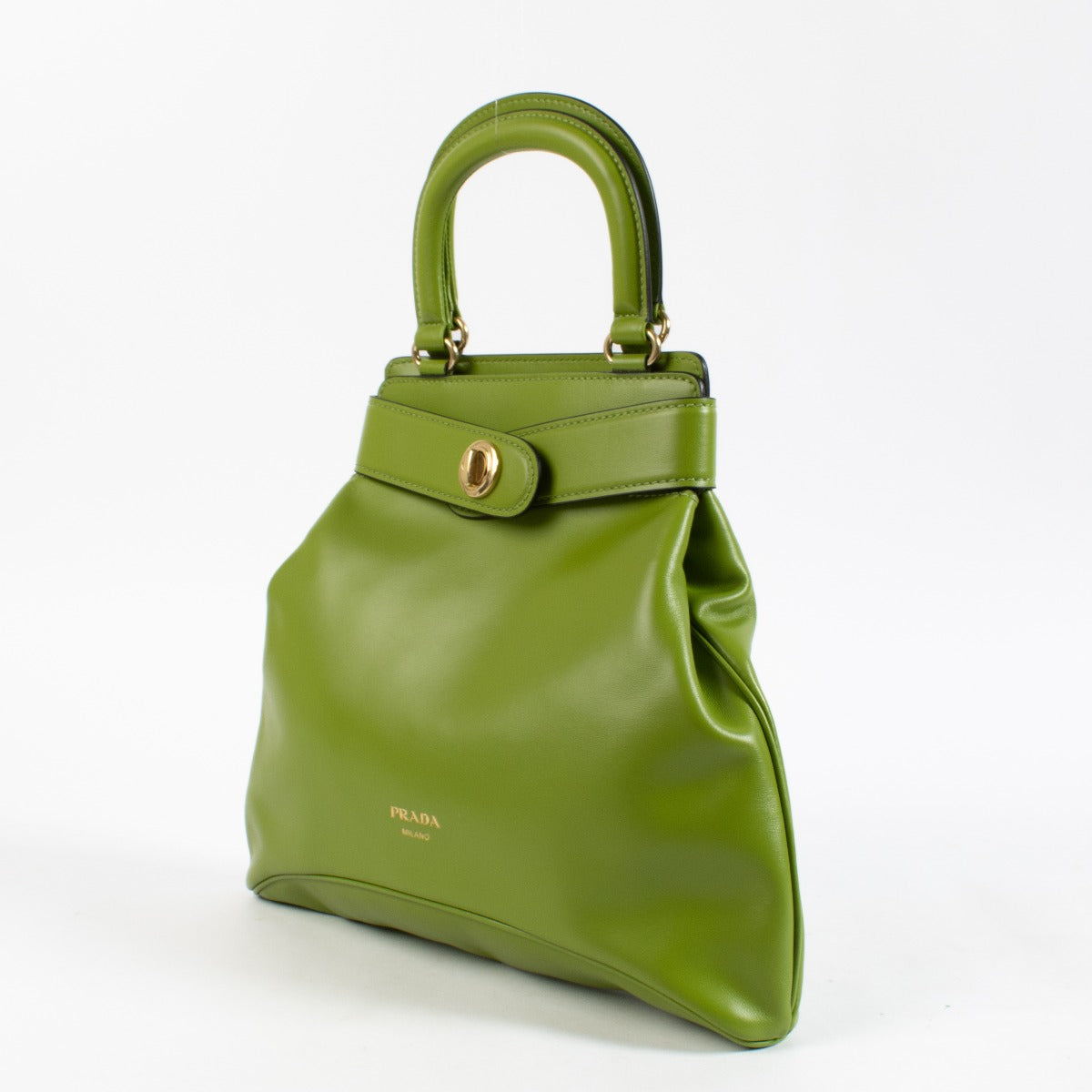 Sac Carey moyen en veau souple vert fougère Prada