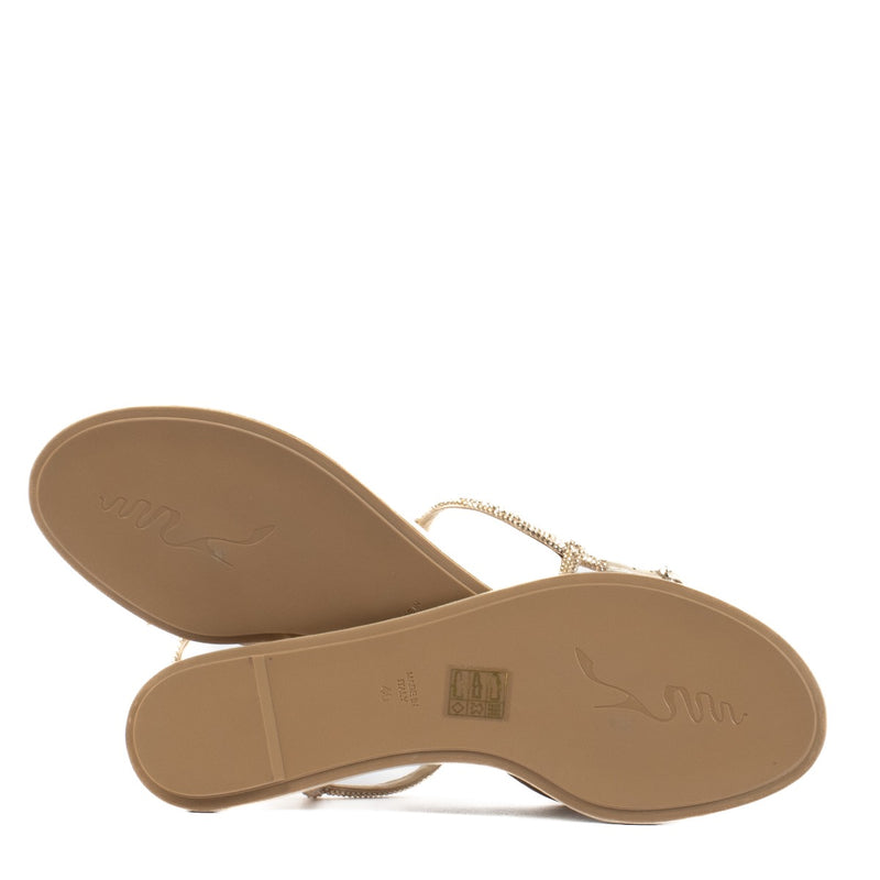 Rene Caovilla Beige Crystal Flat Sandals - Size 40