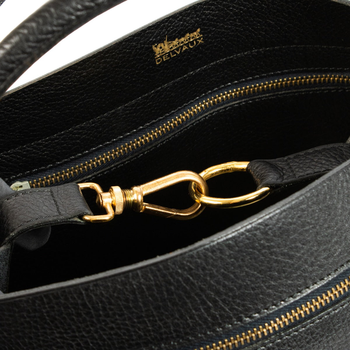 Delvaux Jaren 60 Zwart Lederen Vintage Tote Bag