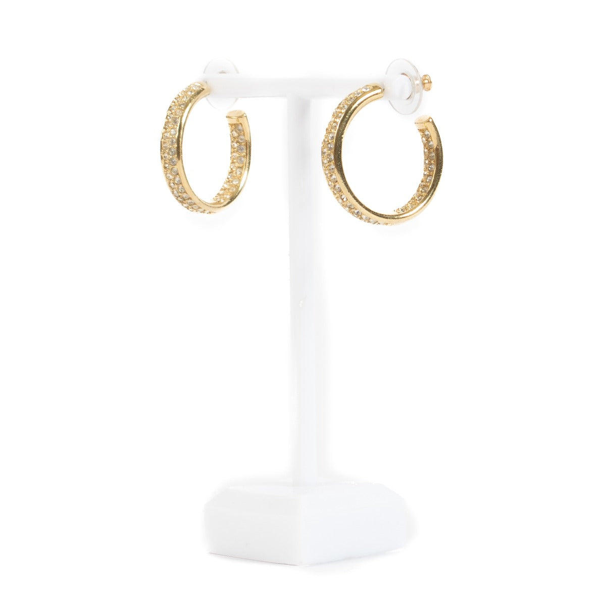 Shop safe online at Labellov in Antwerp, Brussels and Knokke this 100% authentic second hand Christian Dior Gold Crystal Hoop Earrings