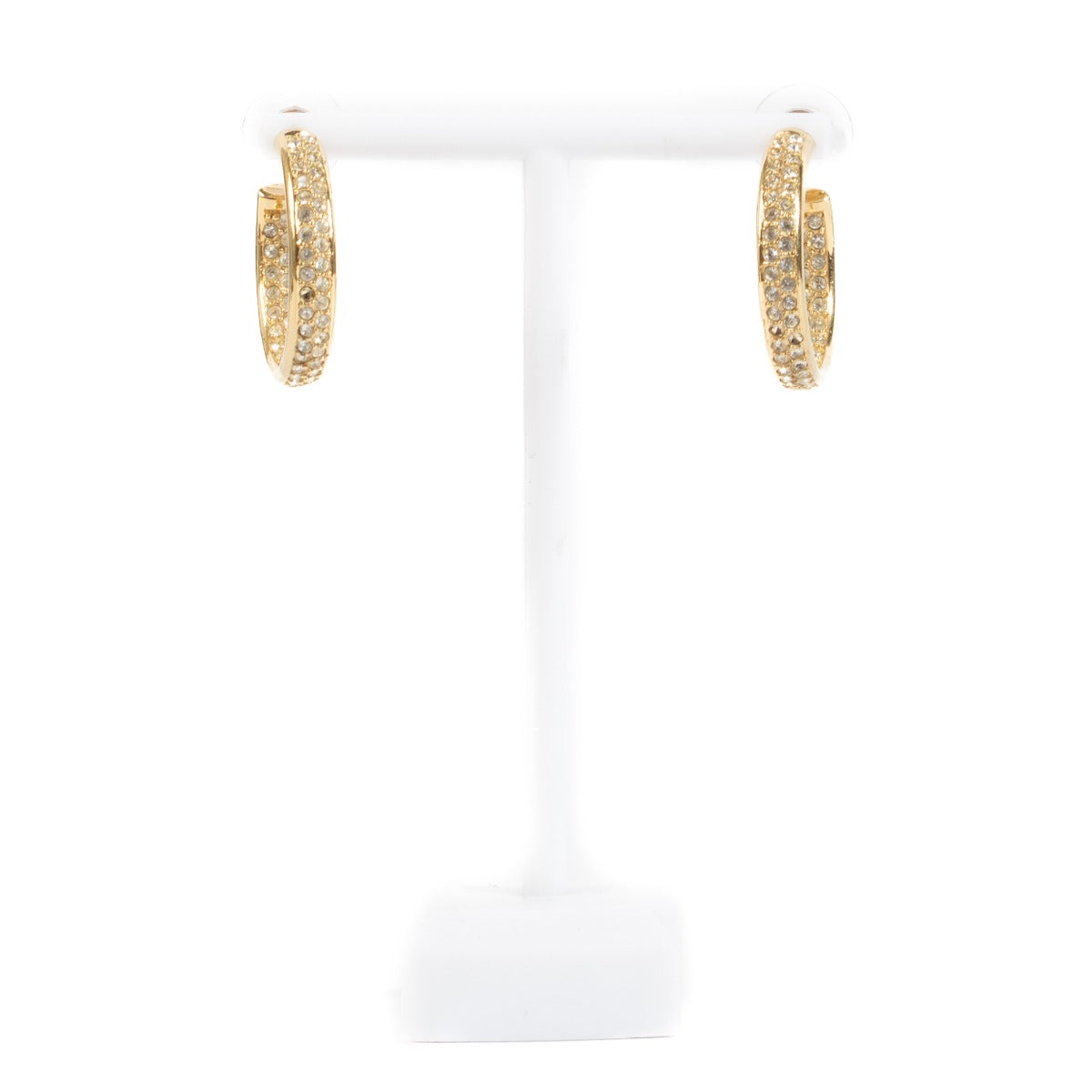 Shop safe online at Labellov in Antwerp, Brussels and Knokke this 100% authentic second hand Christian Dior Gold Crystal Hoop Earrings