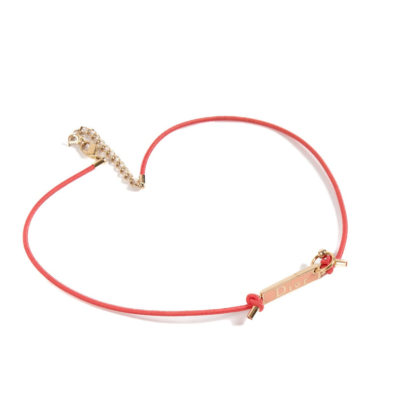 Shop safe online at Labellov in Antwerp, Brussels and Knokke this 100% authentic second hand Christian Dior by John Galliano Pink Logo Plate Necklace