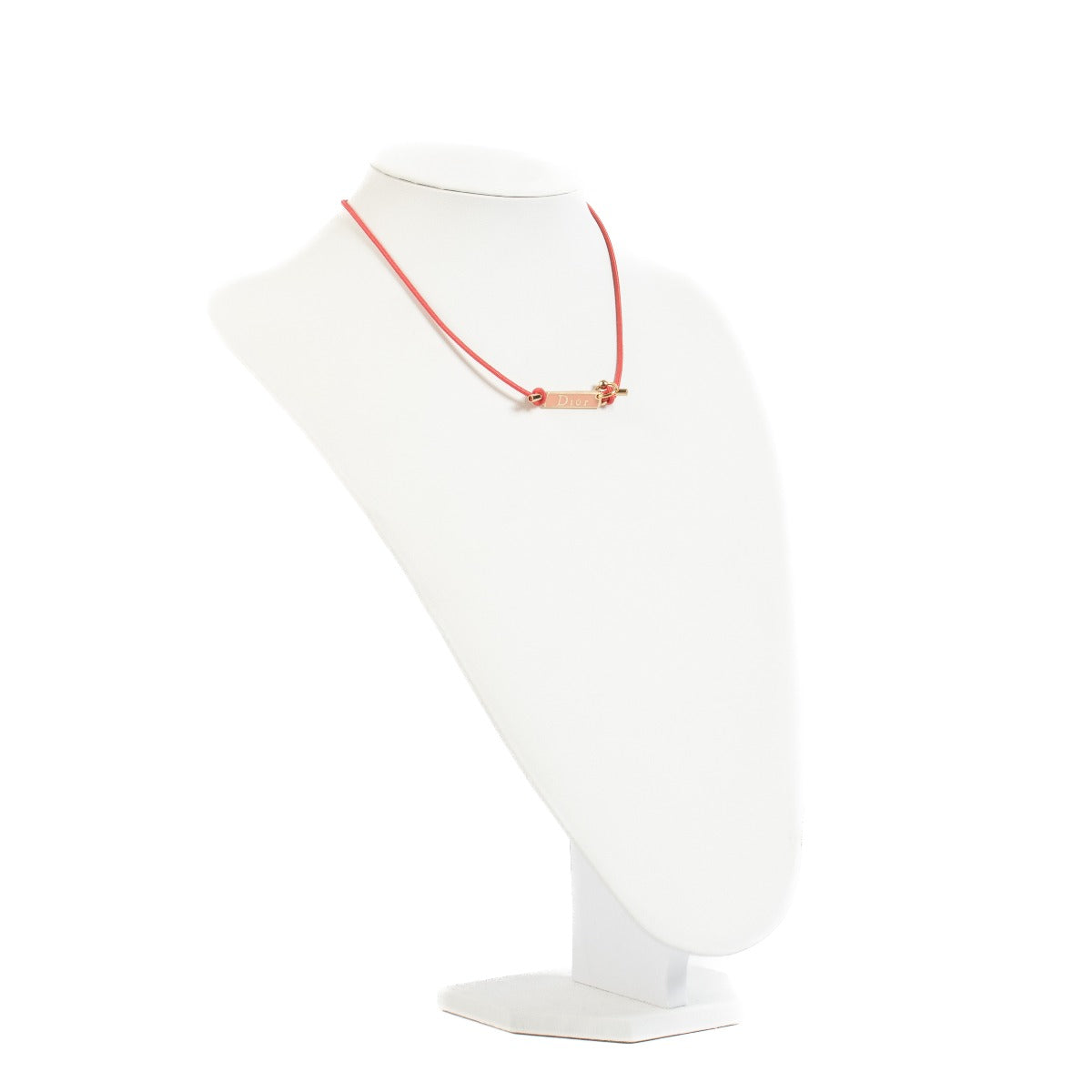 Shop safe online at Labellov in Antwerp, Brussels and Knokke this 100% authentic second hand Christian Dior by John Galliano Pink Logo Plate Necklace