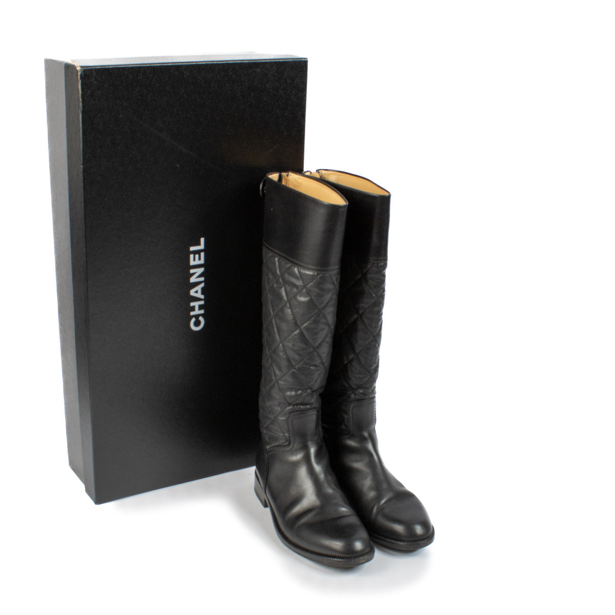 Chanel Black Quilted Leather Boots - size 38.5