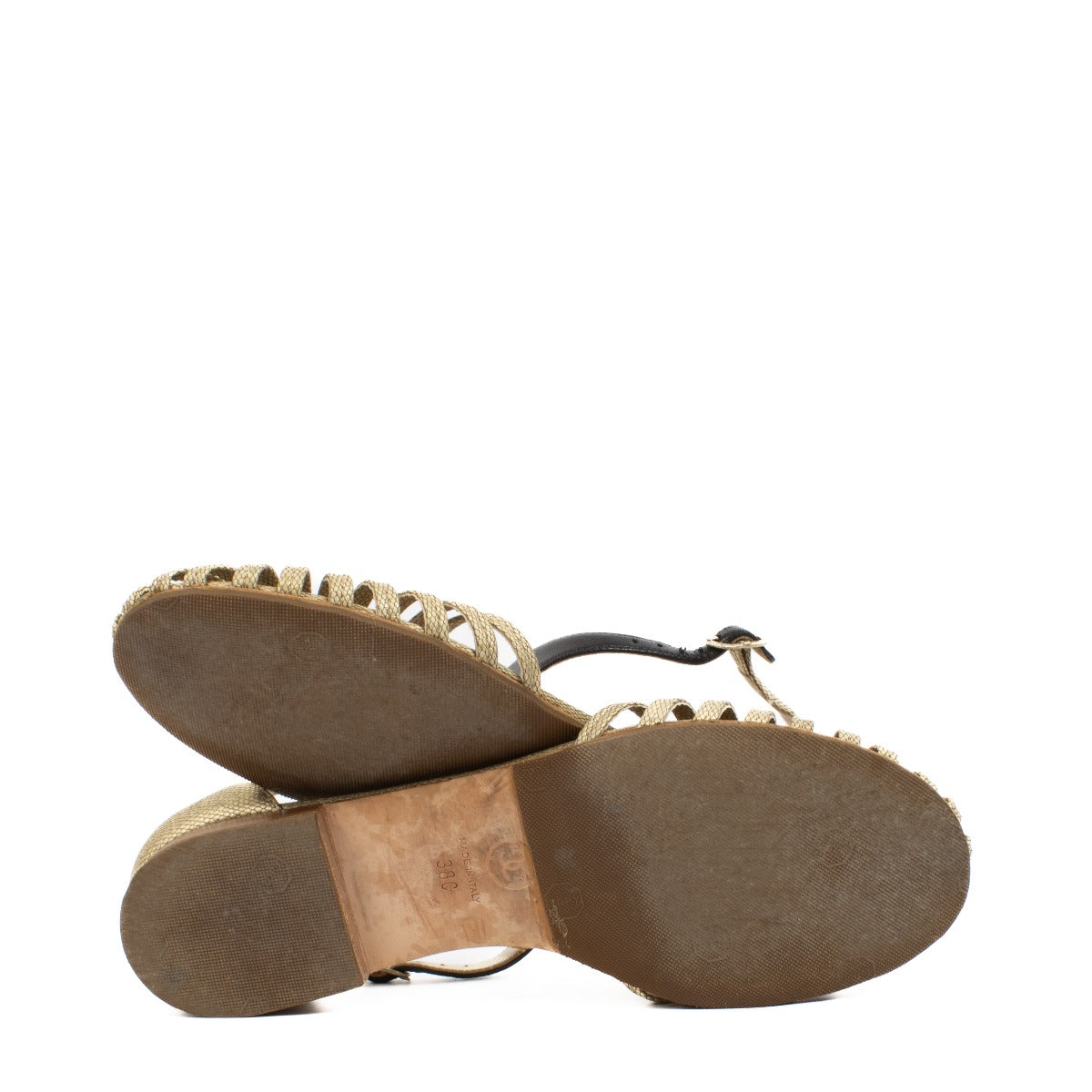 authentic pre loved Chanel Gold CC Flat Sandals - Size 38 on Labellov.com