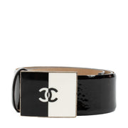 authentic pre loved Chanel 12C Black Patent Leather Belt - Size 85 on Labellov.com