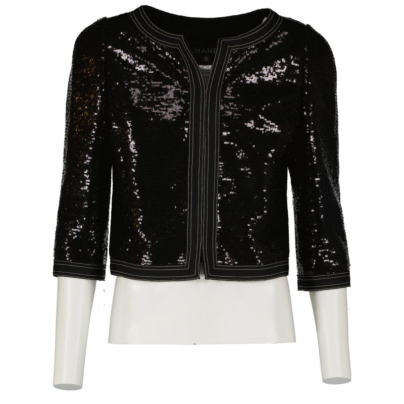 Chanel Black Sequin Cropped Jacket