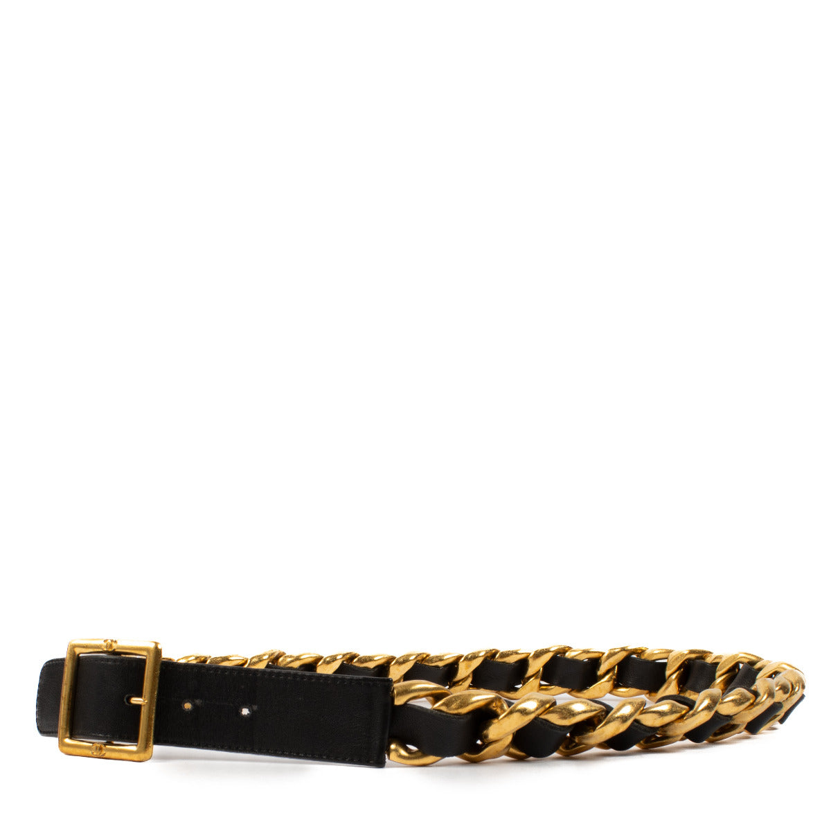 Chanel 95A Vintage Black Leather Belt - size 80