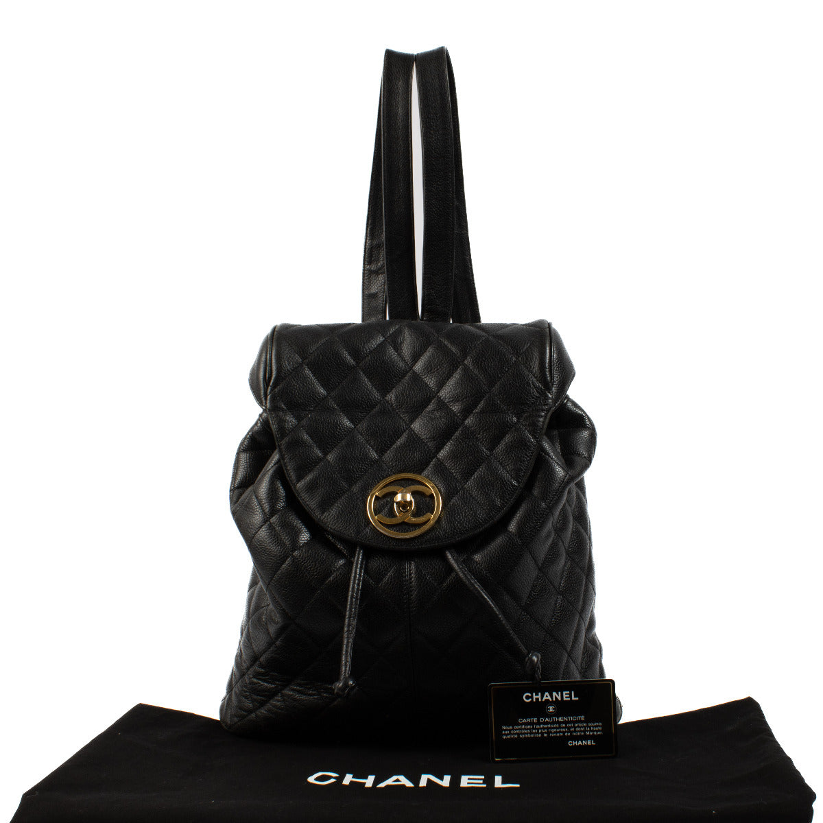 Chanel Black Vintage CC Quilted Backpack