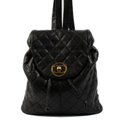Chanel Black Vintage CC Quilted Backpack