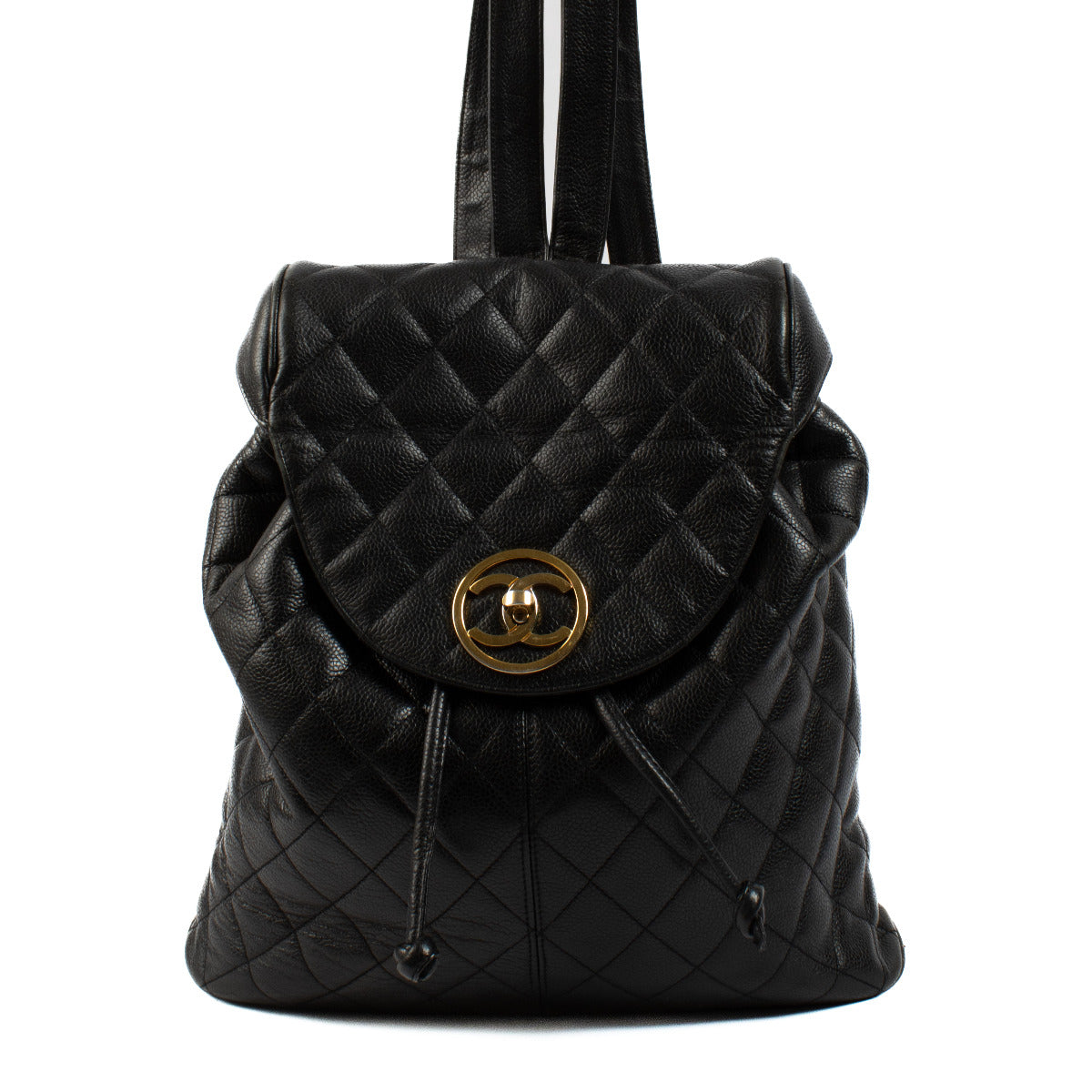 Chanel Black Vintage CC Quilted Backpack