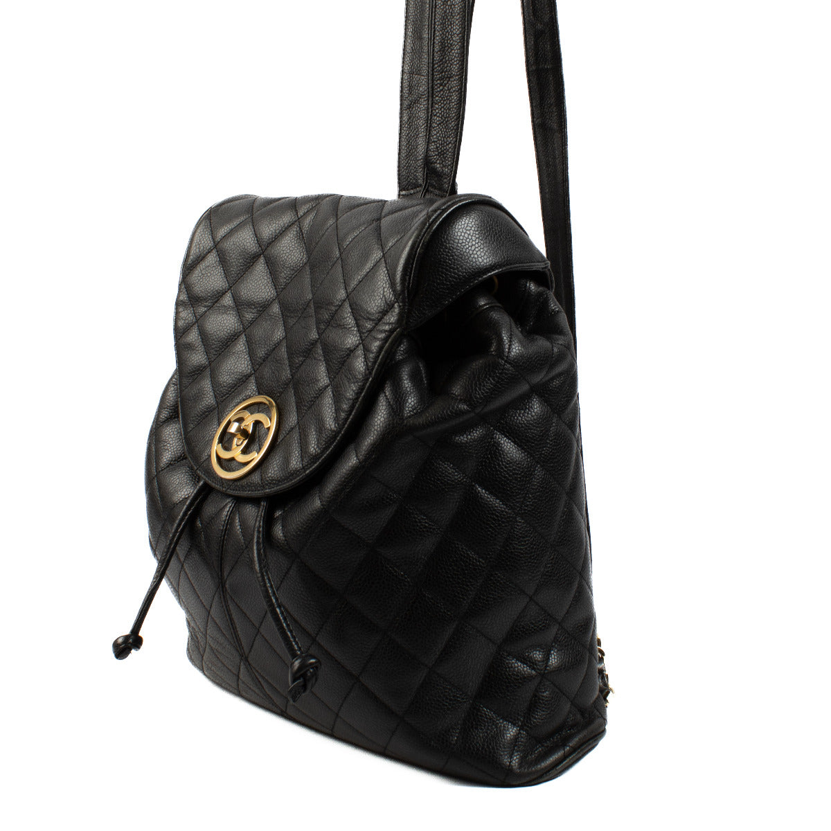 Chanel Black Vintage CC Quilted Backpack