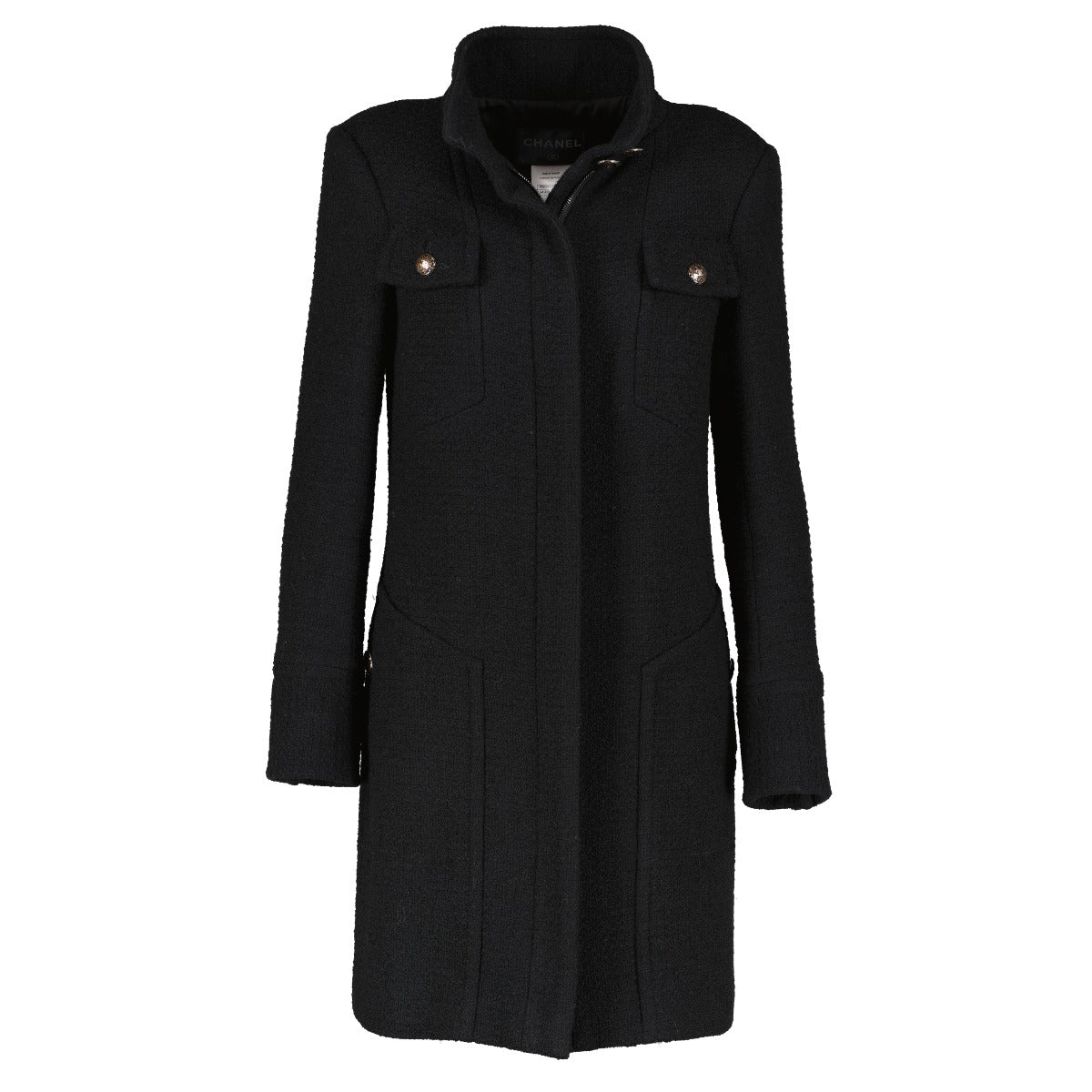 Shop 100% authentic secondhand Chanel 14A Tweed Black Coat - Size 38 on Labellov.com