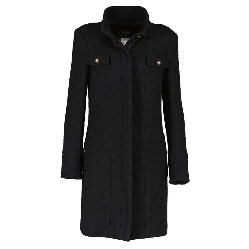 Shop 100% authentic secondhand Chanel 14A Tweed Black Coat - Size 38 on Labellov.com
