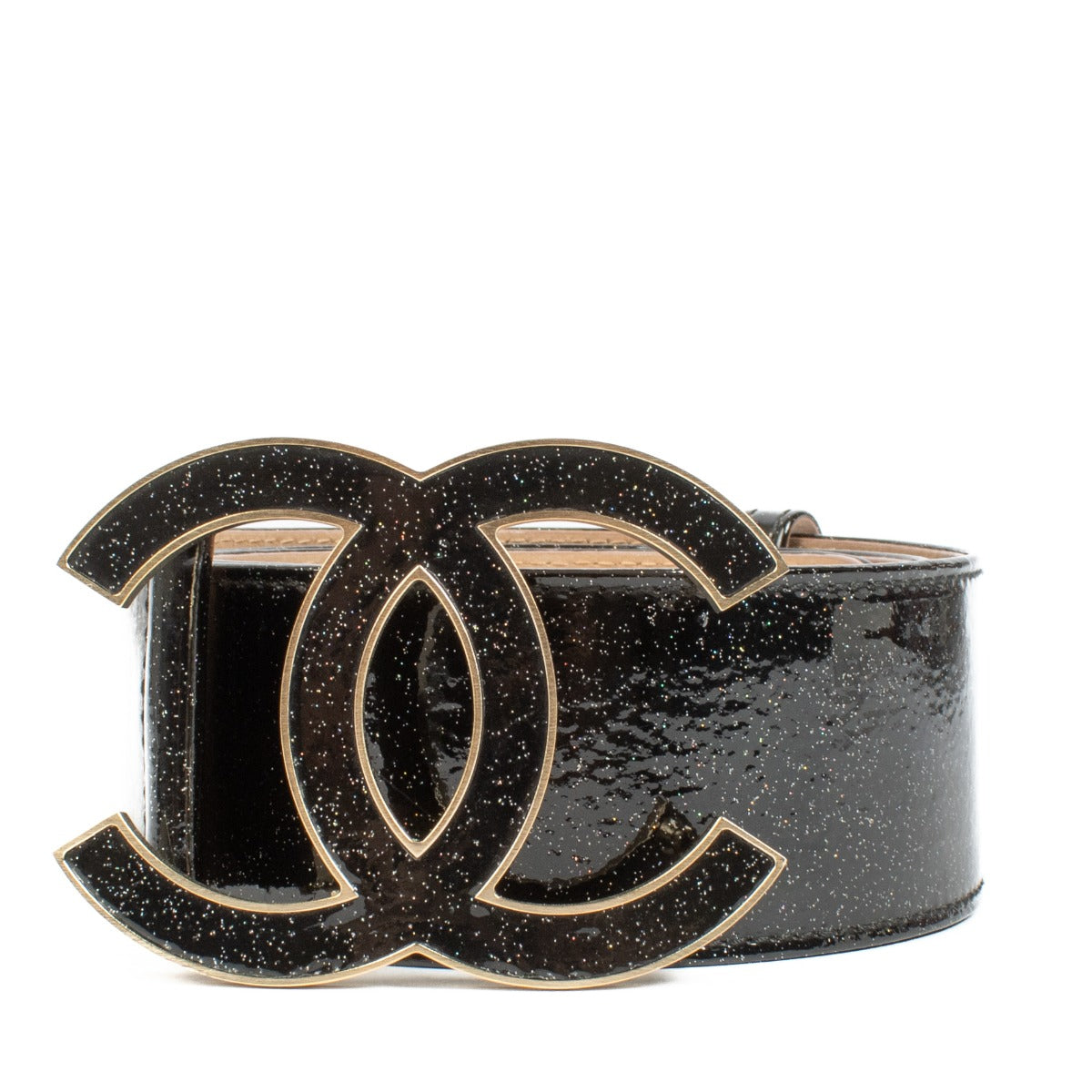 buy 100% authentic pre loved Chanel 08P Patent Leather Glitter Belt - Size 80 on Labellov.com