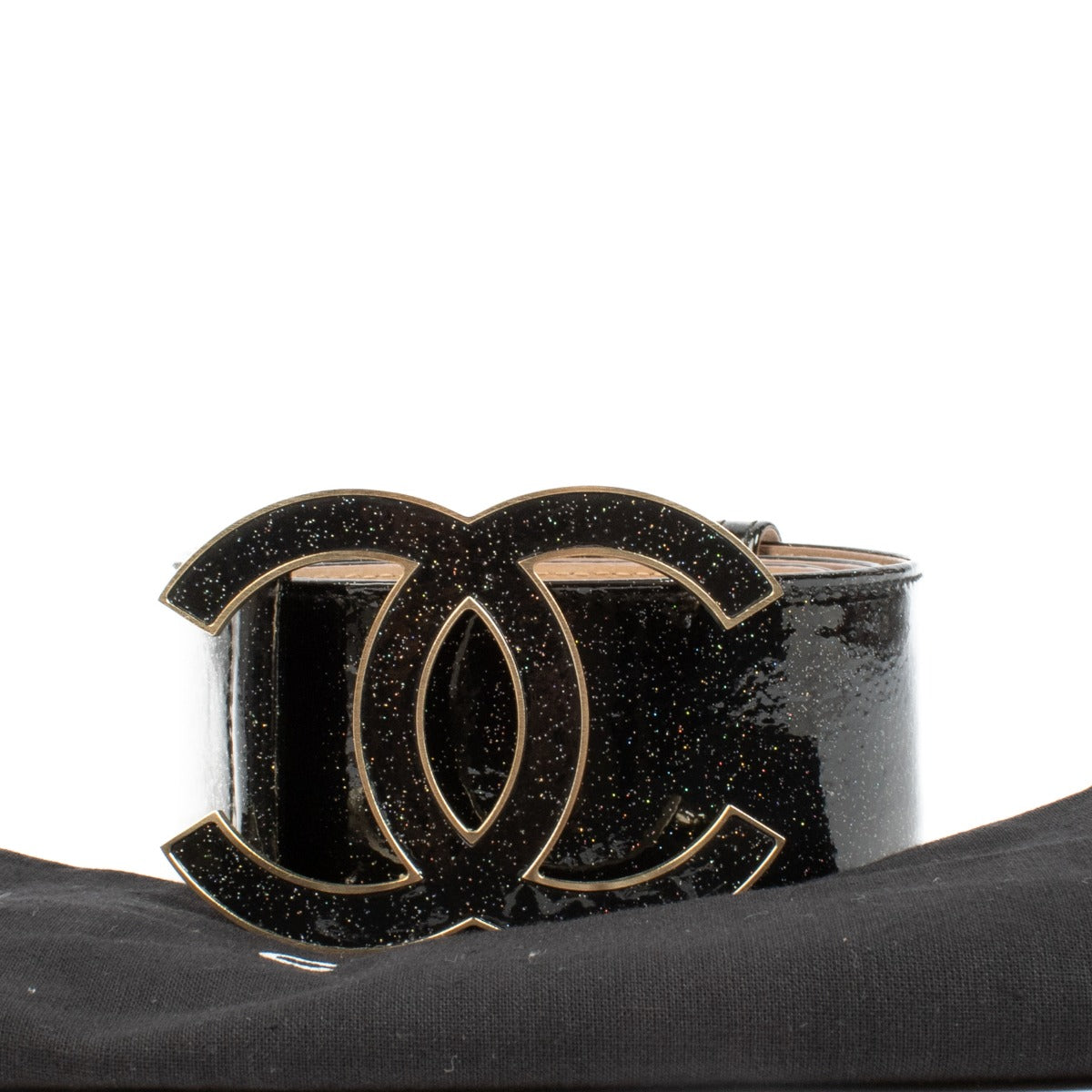 buy 100% authentic pre loved Chanel 08P Patent Leather Glitter Belt - Size 80 on Labellov.com