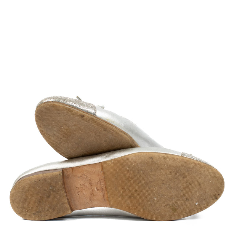 authentic pre loved Chanel Silver Ballerina Flats - Size 37 1/2 on Labellov.com