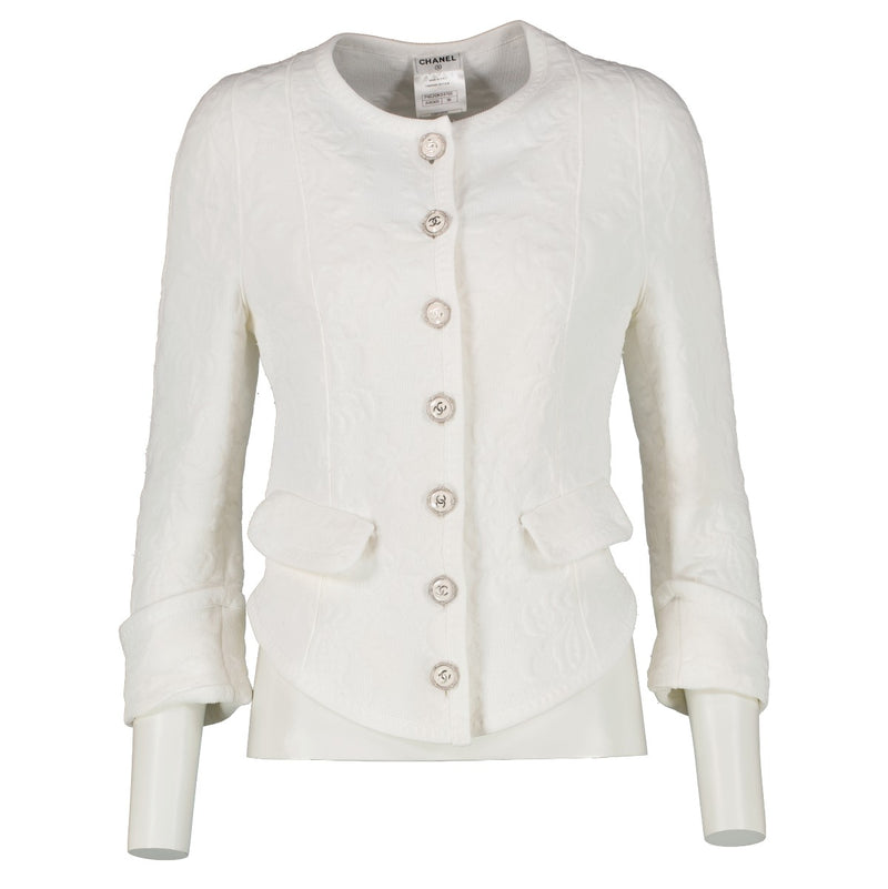 Chanel 2013 White Embossed Jacket