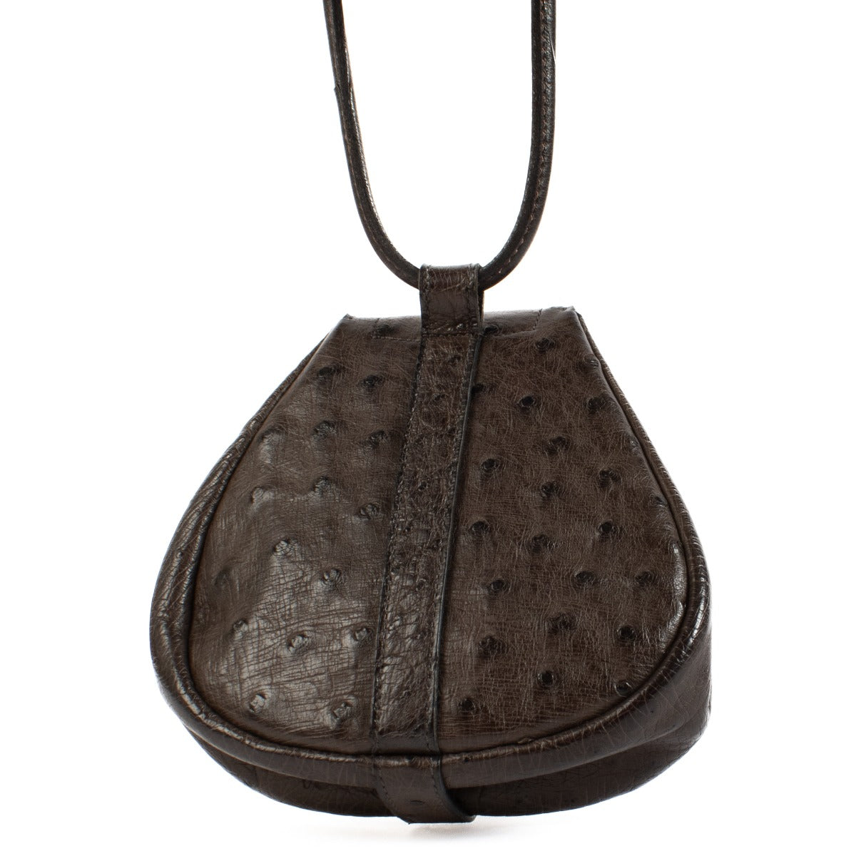 Shop safe online at Labellov in Antwerp, Brussels and Knokke this 100% authentic second hand Delvaux Palissandre Ostrich Mini Cerceau Bag
