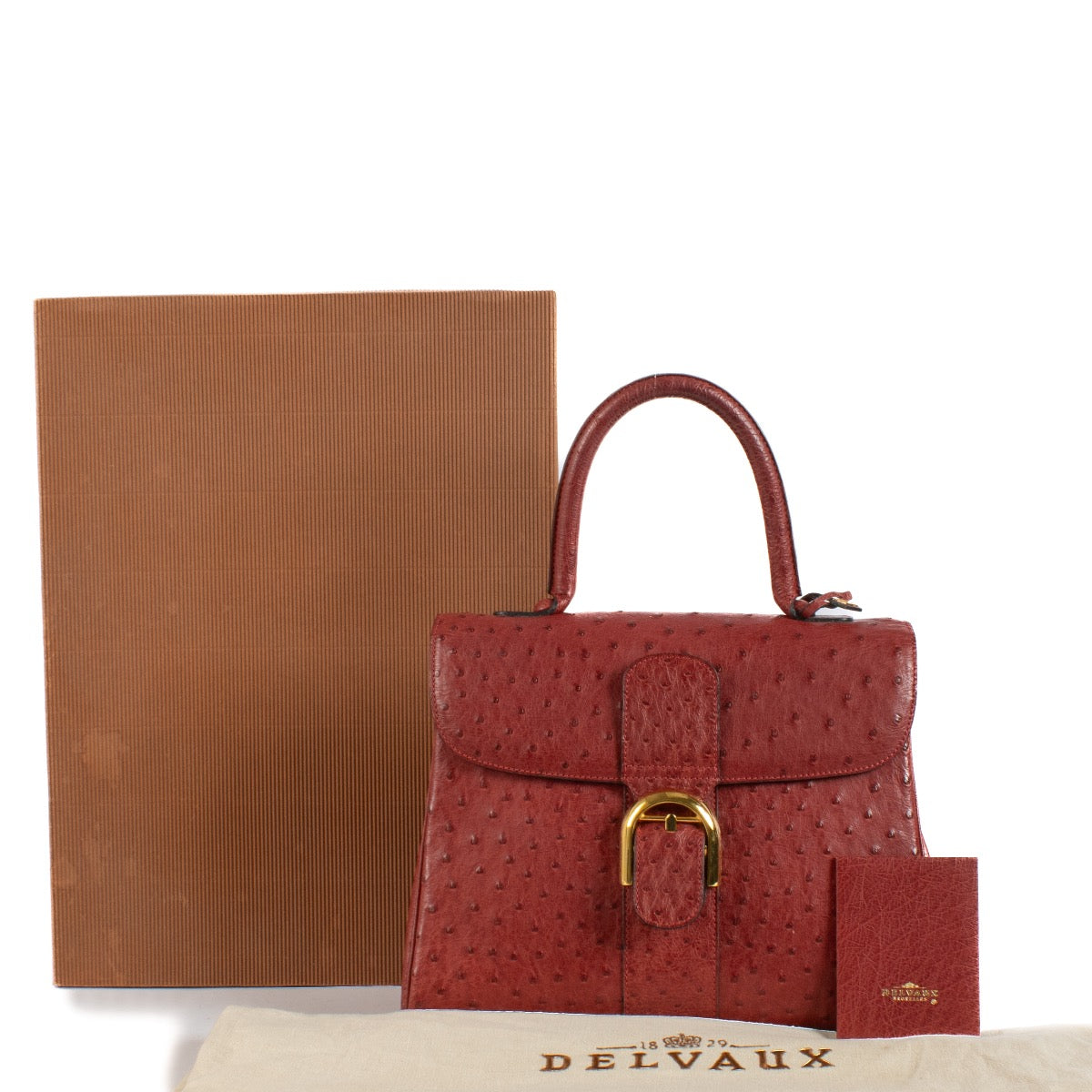 Shop safe online at Labellov in Antwerp, Brussels and Knokke this 100% authentic second hand Delvaux Red Ostrich MM Brillant. Koop veilig tweedehands authentieke Delvaux Red Ostrich MM Brillant bij Labellov.