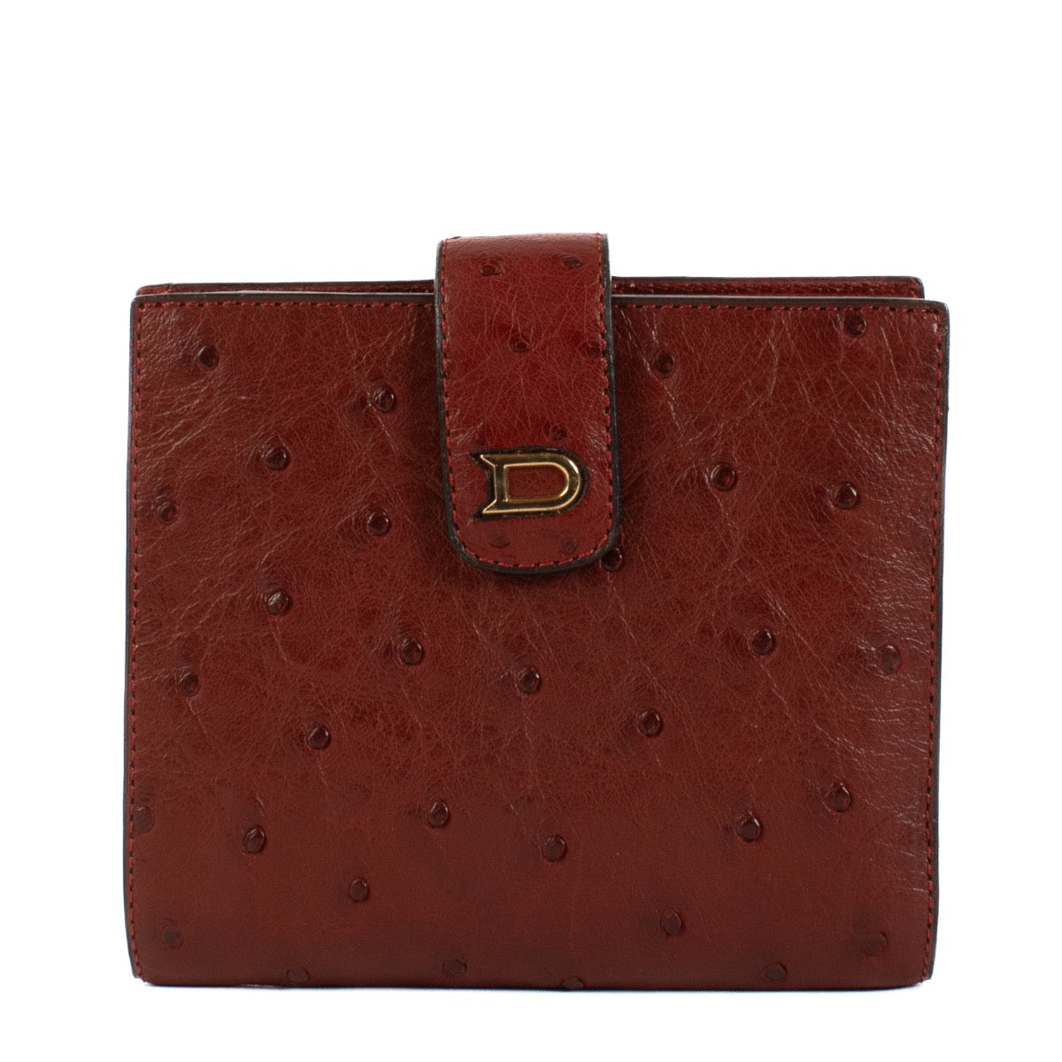 Shop safe online at Labellov in Antwerp, Brussels and Knokke this 100% authentic second hand Delvaux Red Ostrich Dinar Wallet