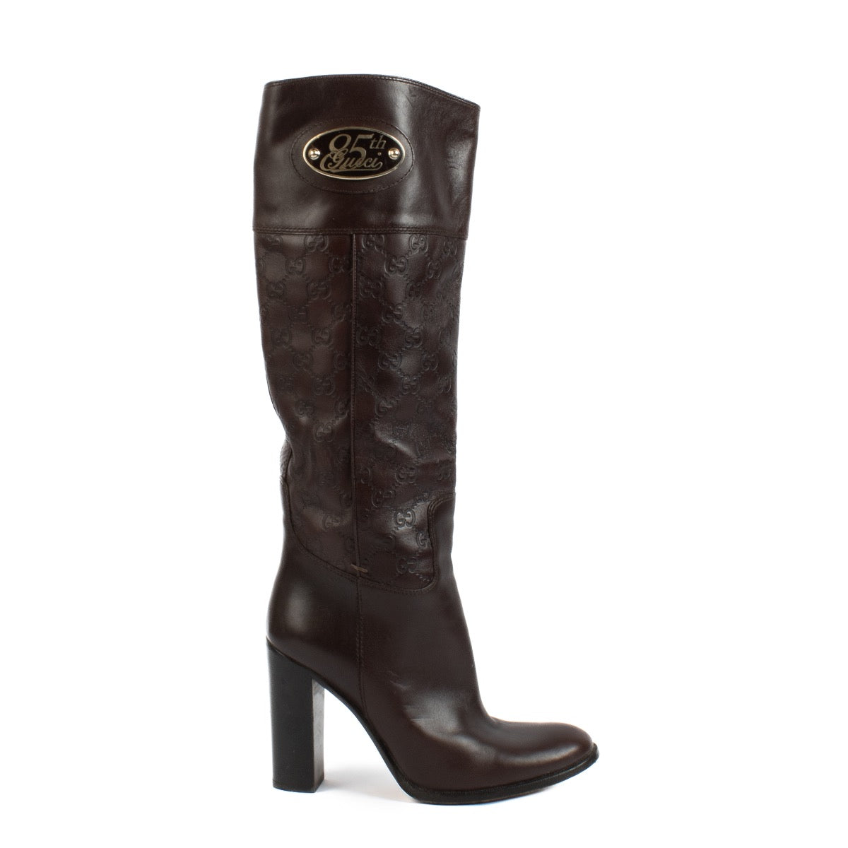 Shop safe online at Labellov in Antwerp, Brussels and knokke this 100% authentic second hand Gucci Brown Guccissima 85th Boots - Size 39,5