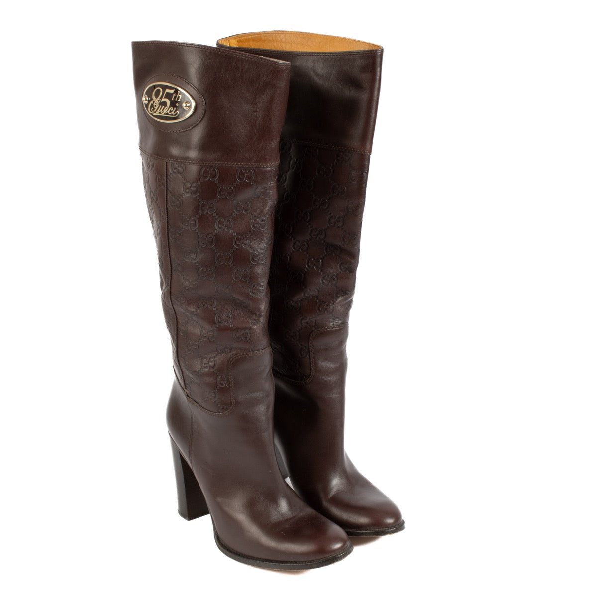 Shop safe online at Labellov in Antwerp, Brussels and knokke this 100% authentic second hand Gucci Brown Guccissima 85th Boots - Size 39,5