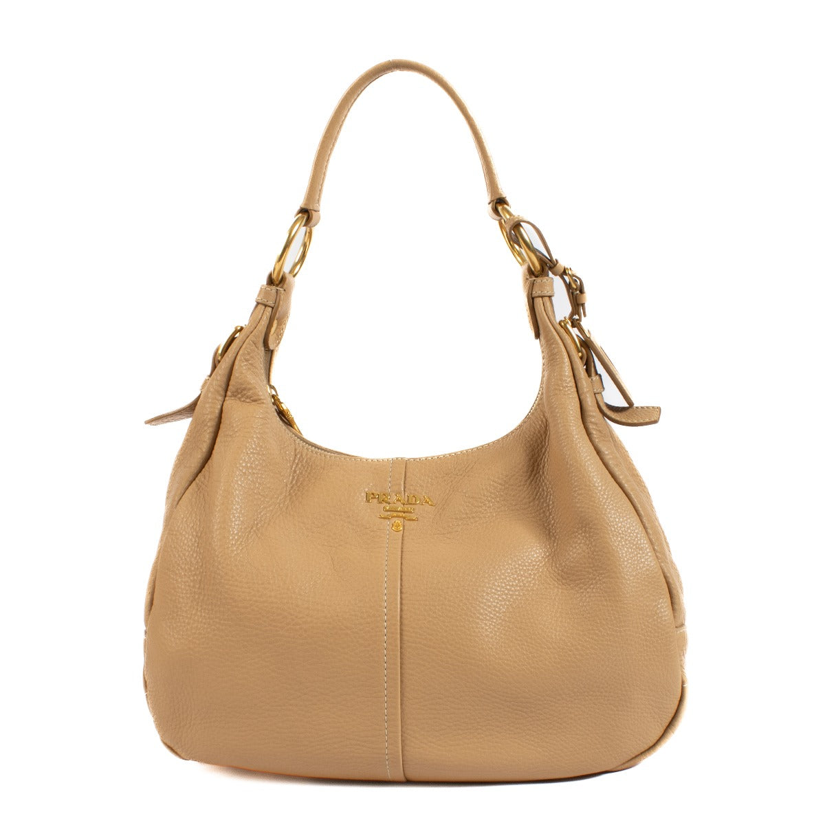 Prada Beige Vitello Daino Hobo Shoulder Bag