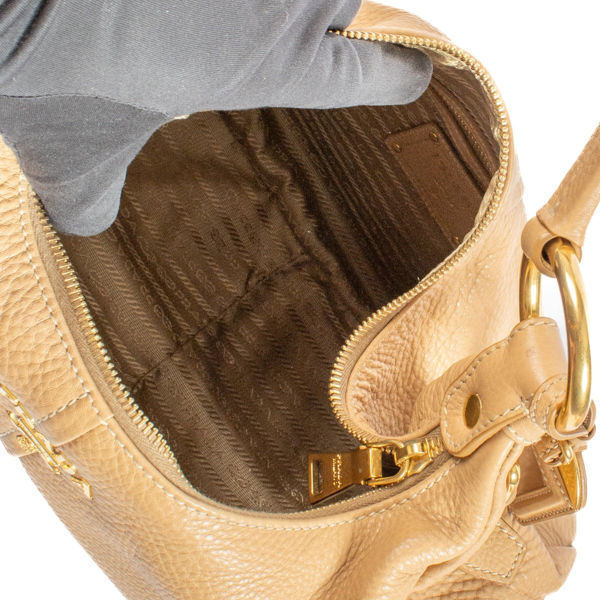 Prada Beige Vitello Daino Hobo tas