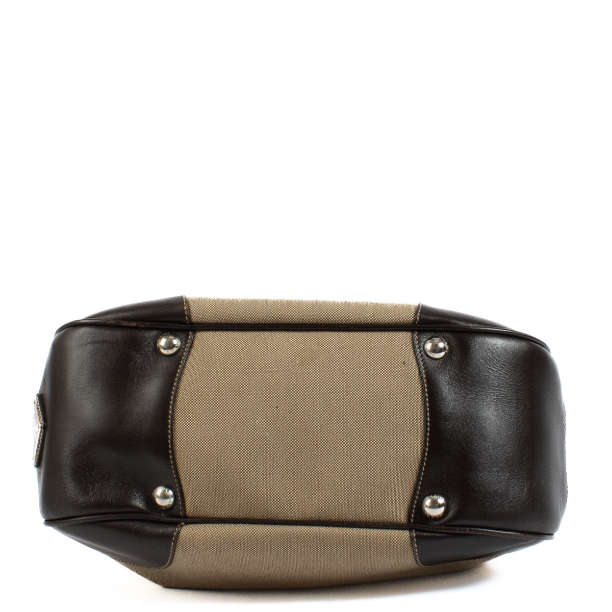 Shop safe online at Labellov in Antwerp, Brussels and knokke this 100% authentic second hand Prada Brown Logo Jacquard Hobo Shoulder Bag