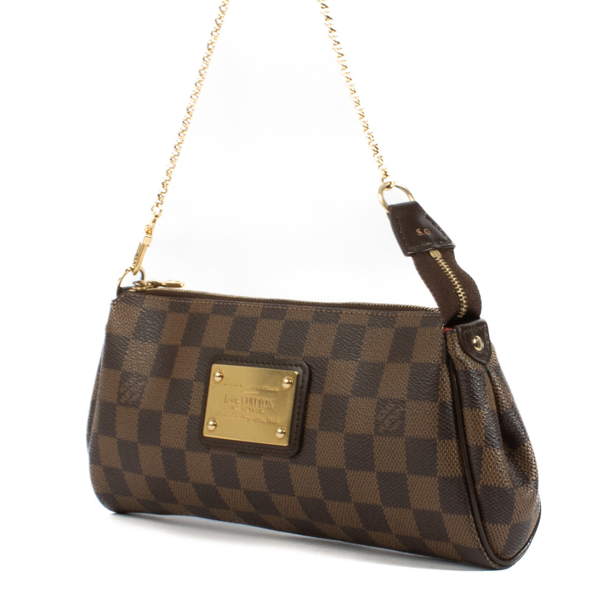 Louis Vuitton Damier Ebene Eva Pochette Bag for the best price at Labellov secondhand luxury in Antwerp.